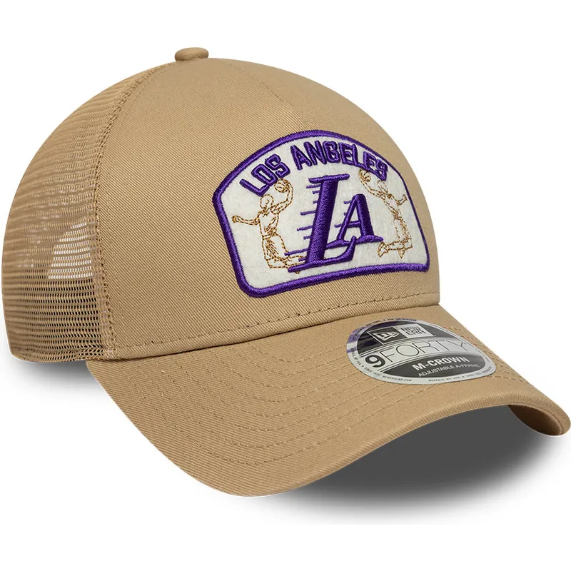 petten-gebogen-beige-snapback-9forty-m-crown-a-frame-van-los-angeles-lakers-nba-van-new-era