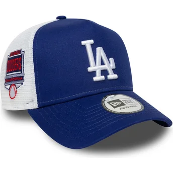 Petten gebogen blauw snapback A Frame Side Patch van Los Angeles Dodgers MLB van New Era