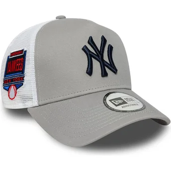 Petten gebogen grijs snapback A Frame Side Patch van New York Yankees MLB van New Era
