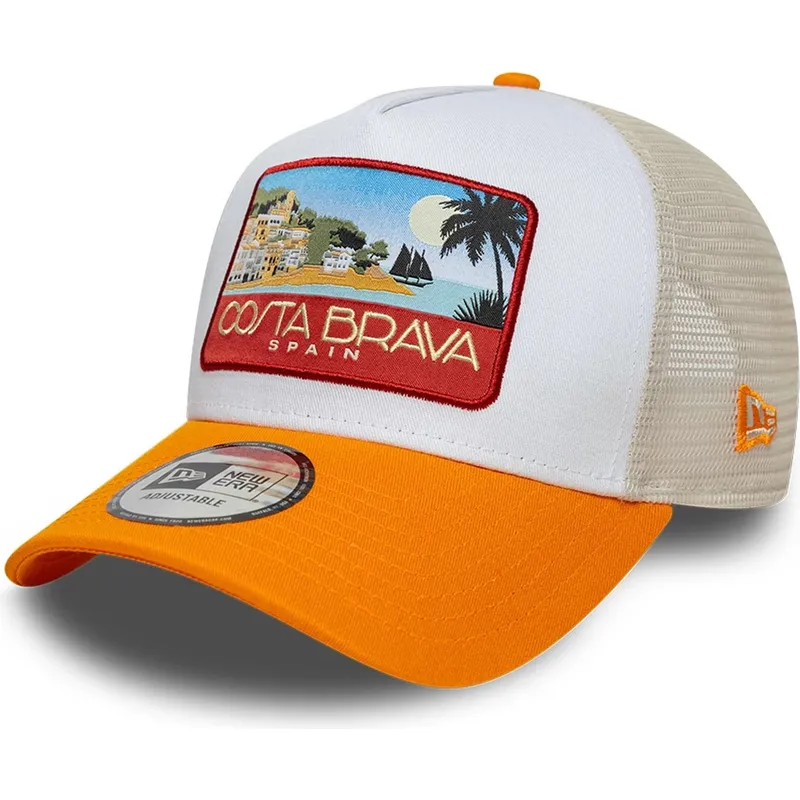 petten-gebogen-meerkleurig-snapback-a-frame-location-patch-van-costa-brava-van-new-era