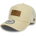 petten-gebogen-beige-snapback-a-frame-denim-leather-patch-van-new-era