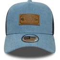 petten-gebogen-blauw-snapback-a-frame-denim-leather-patch-van-new-era