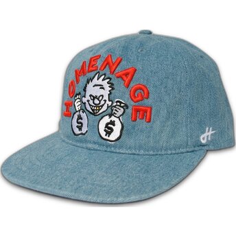 Petten plat blauw snapback Denim Money Music Shapes Identity The Snap van Homenage