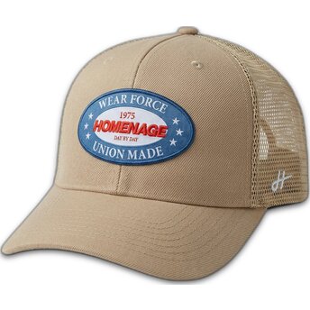 Petten gebogen beige snapback The Trucker Union Workwear The van Homenage