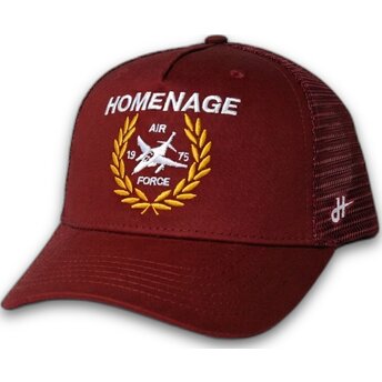 Petten gebogen rood snapback The Trucker Jet Military Surplus The van Homenage