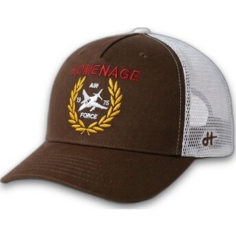 Petten gebogen bruin snapback The Trucker Jet Military Surplus The van Homenage