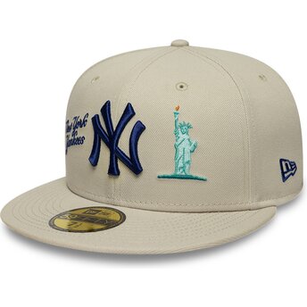 Petten plat beige fitted 59FIFTY City Icon van New York...