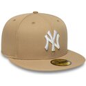 petten-plat-bruin-fitted-59fifty-league-essential-van-new-york-yankees-mlb-van-new-era