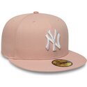 petten-plat-roze-fitted-59fifty-league-essential-van-new-york-yankees-mlb-van-new-era