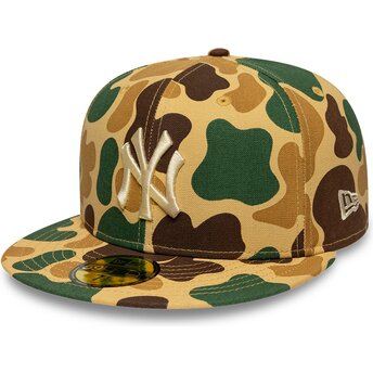 Petten plat camouflage fitted 59FIFTY Camo van New York Yankees MLB van New Era