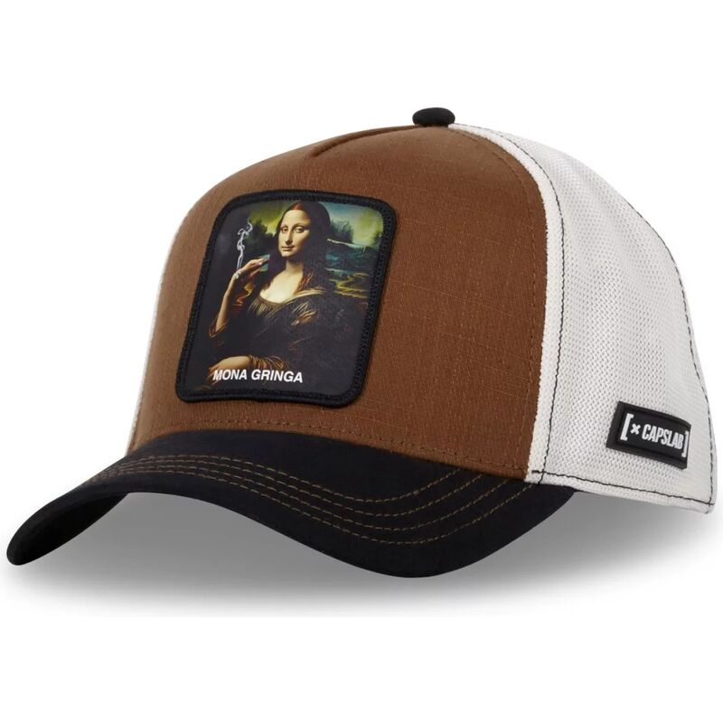 petten-gebogen-bruin-snapback-art-gringa-mona-lisa-beroemdheden-van-capslab
