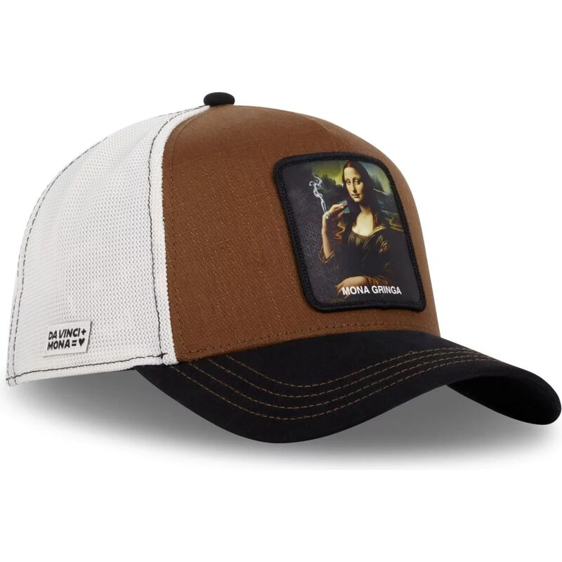 petten-gebogen-bruin-snapback-art-gringa-mona-lisa-beroemdheden-van-capslab