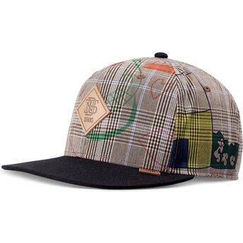 Petten plat grijs snapback Crinklecheck van Djinns