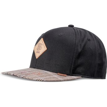 Petten plat zwart snapback Crinklecheck Rev van Djinns