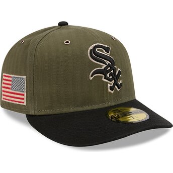 Petten gebogen groen fitted 59FIFTY Pre-Curved American Herringbone van Chicago White Sox MLB van New Era