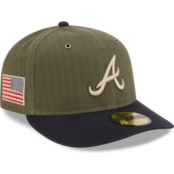 Petten gebogen groen fitted 59FIFTY Pre-Curved American Herringbone van Atlanta Braves MLB van New Era