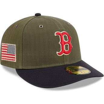 Petten gebogen groen fitted 59FIFTY Pre-Curved American Herringbone van Boston Red Sox MLB van New Era