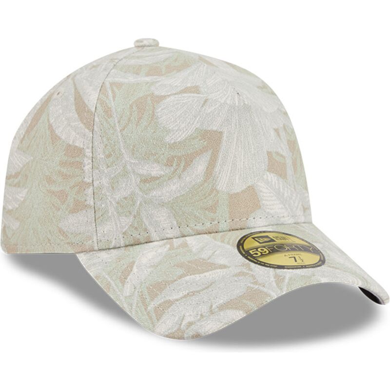 petten-gebogen-beige-fitted-59forty-a-frame-leafy-palm-van-new-era