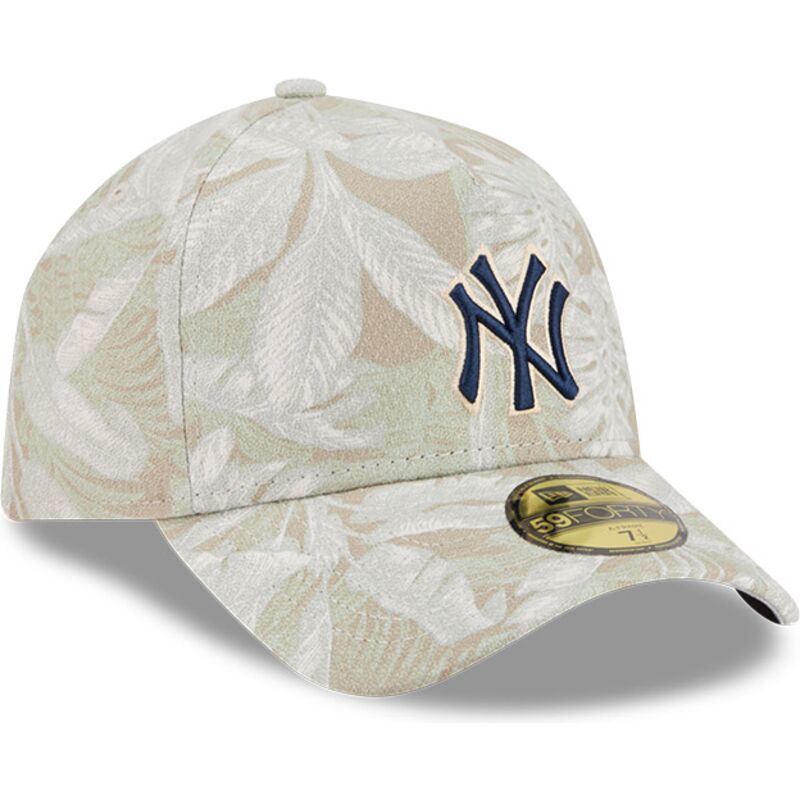 petten-gebogen-beige-fitted-59forty-a-frame-leafy-palm-van-new-york-yankees-mlb-van-new-era