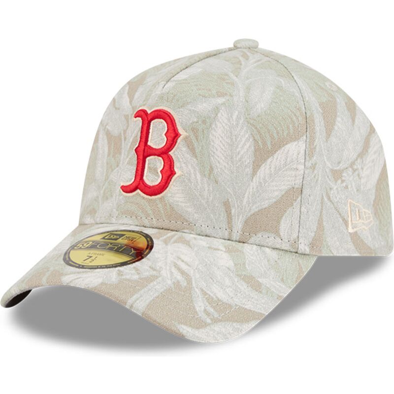 petten-gebogen-beige-fitted-59forty-a-frame-leafy-palm-van-boston-red-sox-mlb-van-new-era