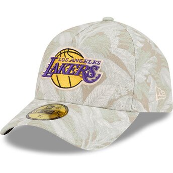Petten gebogen beige fitted 59FORTY A Frame Leafy Palm van Los Angeles Lakers NBA van New Era