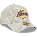 petten-gebogen-beige-fitted-59forty-a-frame-leafy-palm-van-los-angeles-lakers-nba-van-new-era