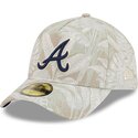 petten-gebogen-beige-fitted-59forty-a-frame-leafy-palm-van-atlanta-braves-mlb-van-new-era