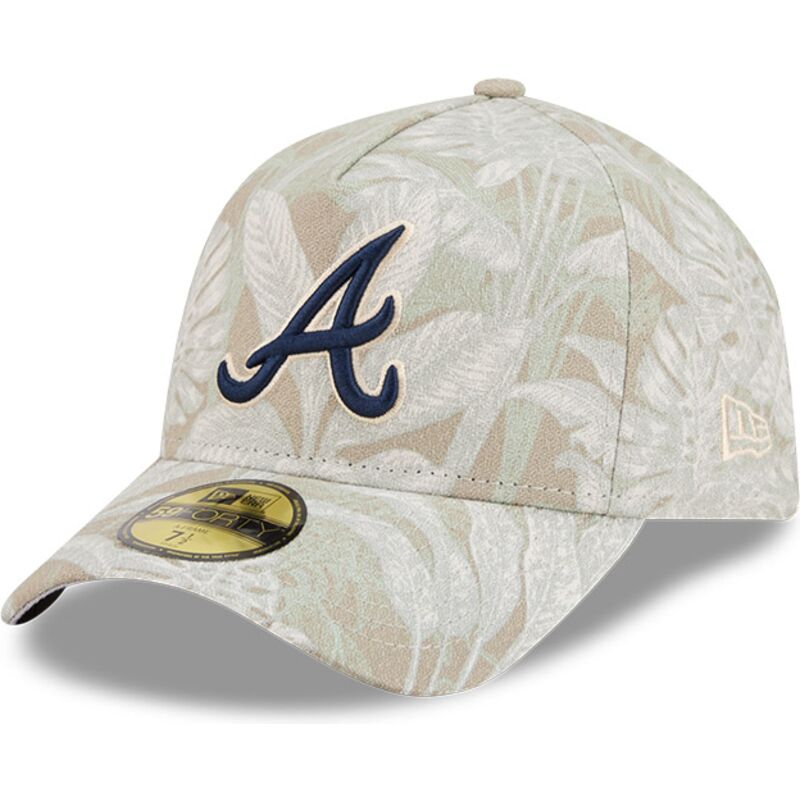 petten-gebogen-beige-fitted-59forty-a-frame-leafy-palm-van-atlanta-braves-mlb-van-new-era