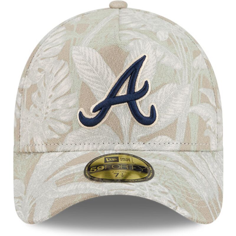 petten-gebogen-beige-fitted-59forty-a-frame-leafy-palm-van-atlanta-braves-mlb-van-new-era