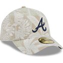 petten-gebogen-beige-fitted-59forty-a-frame-leafy-palm-van-atlanta-braves-mlb-van-new-era