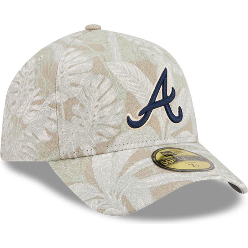 petten-gebogen-beige-fitted-59forty-a-frame-leafy-palm-van-atlanta-braves-mlb-van-new-era
