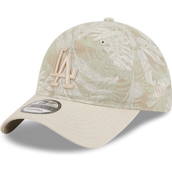 Petten gebogen beige verstelbaar 9TWENTY Leafy Palm van Los Angeles Dodgers MLB van New Era