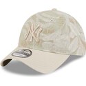 petten-gebogen-beige-verstelbaar-9twenty-leafy-palm-van-new-york-yankees-mlb-van-new-era