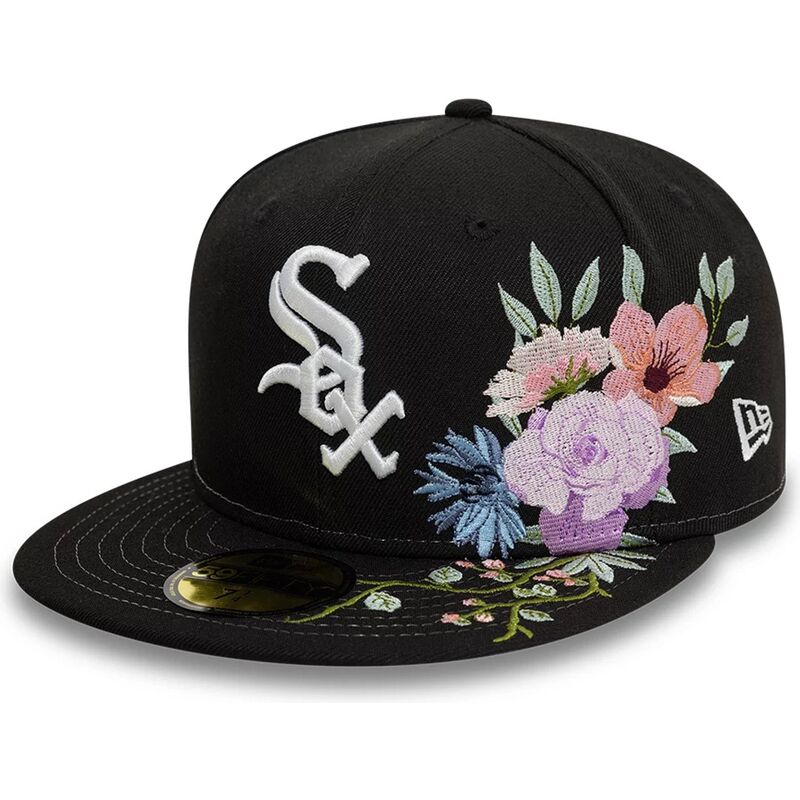 petten-plat-zwart-fitted-59fifty-floral-van-chicago-white-sox-mlb-van-new-era