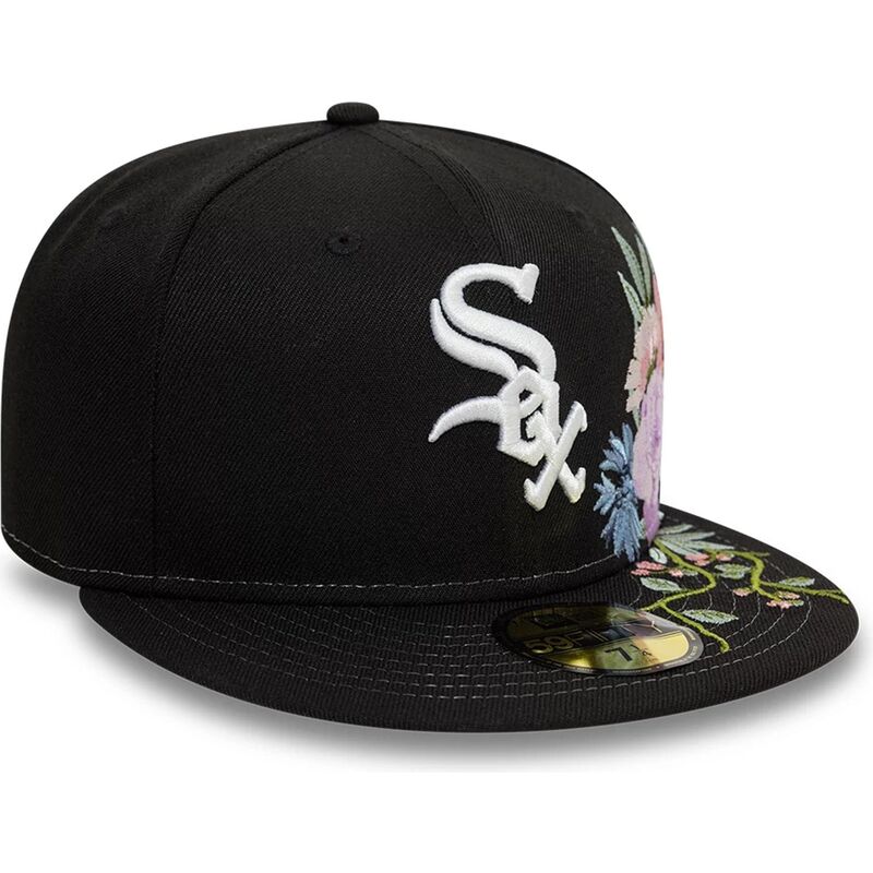 petten-plat-zwart-fitted-59fifty-floral-van-chicago-white-sox-mlb-van-new-era