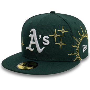 Petten plat groen fitted 59FIFTY Zodiac van Oakland...