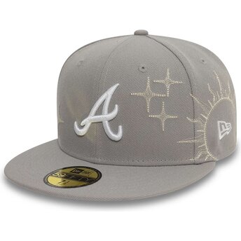 Petten plat grijs fitted 59FIFTY Zodiac van Atlanta...