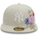 petten-plat-beige-fitted-59fifty-floral-van-new-york-yankees-mlb-van-new-era