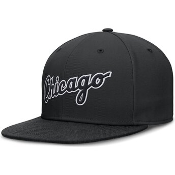 Petten plat zwart fitted Dri-Fit True Structured Round Bill van Chicago White Sox MLB van Nike