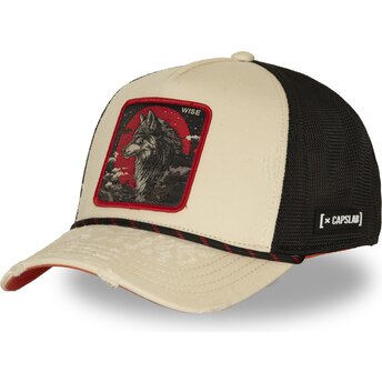 Petten gebogen beige snapback Wise BEA3 WISB wolf Fabeldieren van Capslab