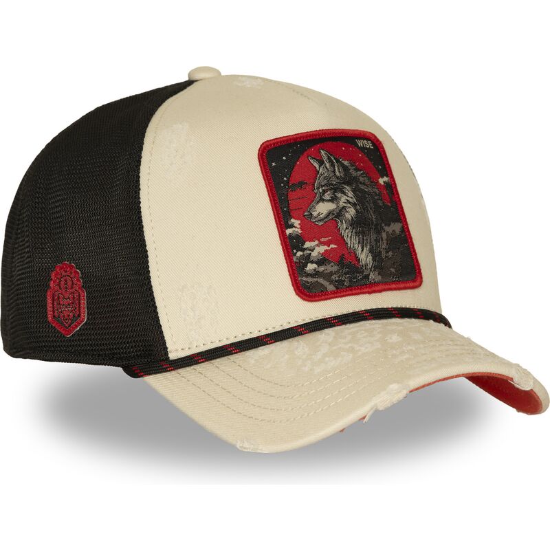 petten-gebogen-beige-snapback-wise-bea3-wisb-wolf-fabeldieren-van-capslab