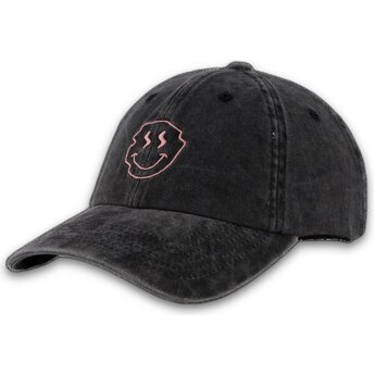 Petten gebogen zwart verstelbaar Smiley Washed van Pica Pica