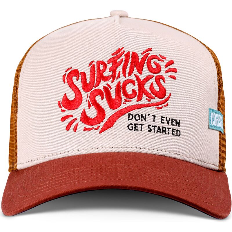 petten-gebogen-bruin-snapback-surfing-sucks-van-coastal