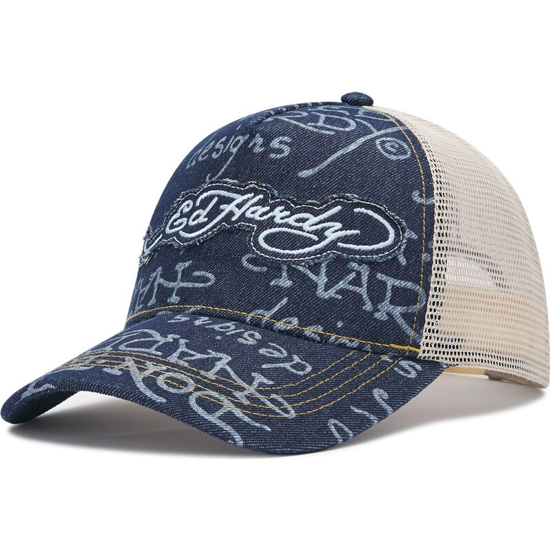 petten-gebogen-marineblauw-snapback-don-denim-van-ed-hardy