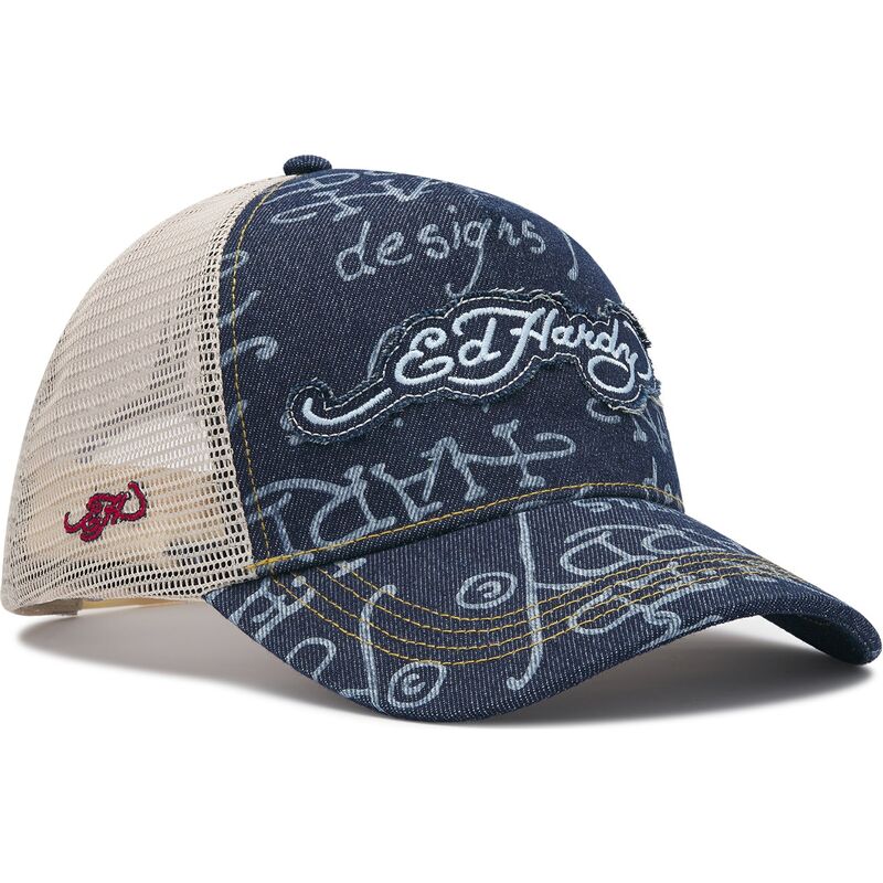 petten-gebogen-marineblauw-snapback-don-denim-van-ed-hardy