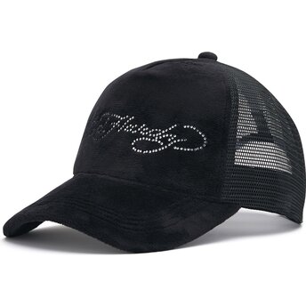 Petten gebogen zwart snapback Core Silver Diamante Velour van Ed Hardy