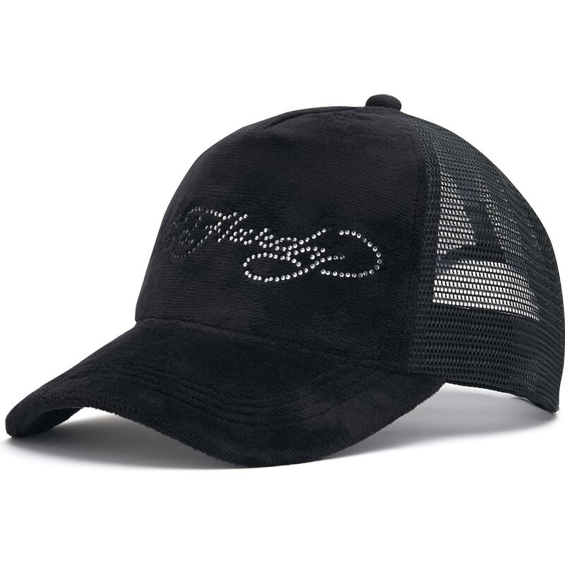 petten-gebogen-zwart-snapback-core-silver-diamante-velour-van-ed-hardy