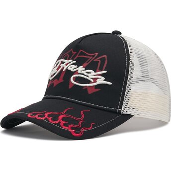 Petten gebogen zwart snapback 1971 van Ed Hardy