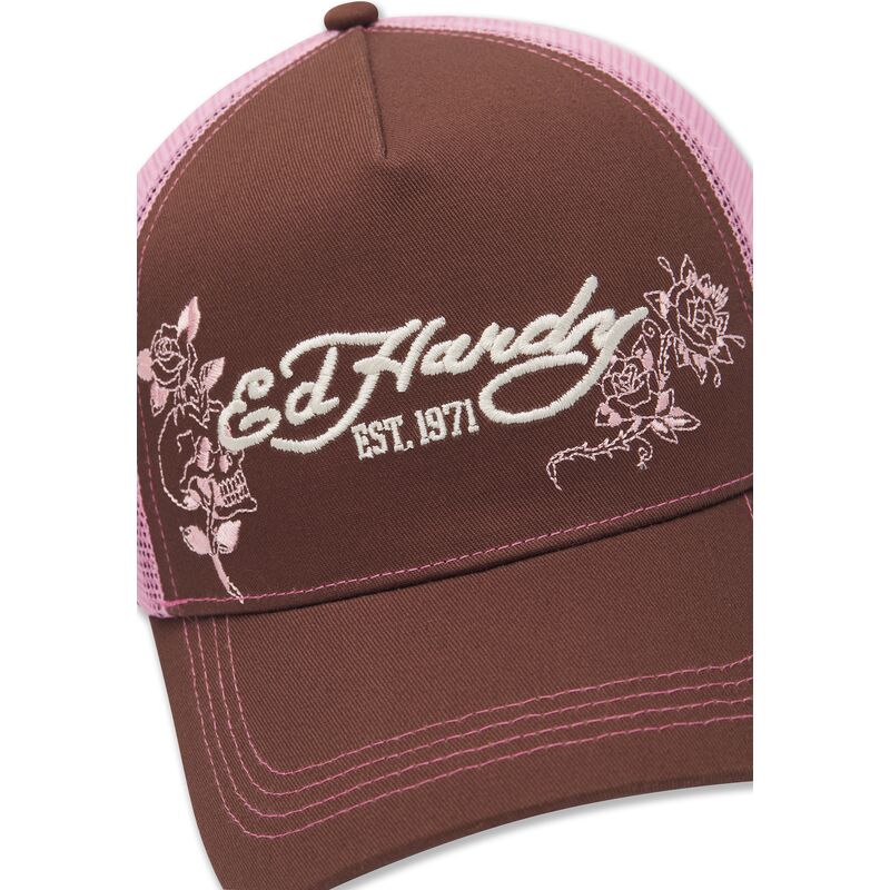 petten-gebogen-bruin-snapback-rosa-skull-and-roses-van-ed-hardy petten-gebogen-bruin-snapback-rosa-skull-and-roses-van-ed-hardy