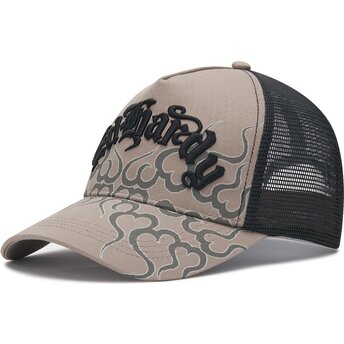 Petten gebogen grijs snapback Flaming van Ed Hardy